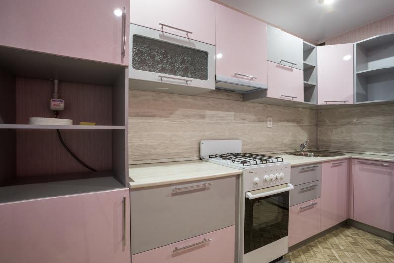 Кухня "Розовый - Сталь металлик" - 4